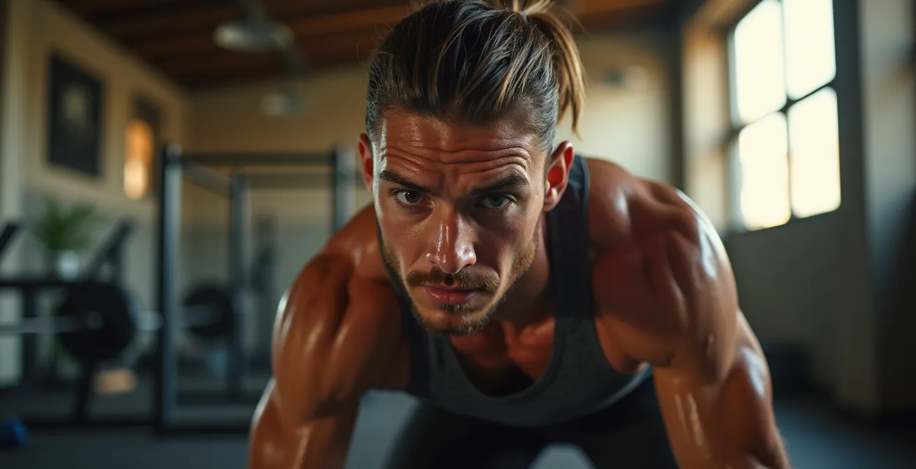 Athlète français en pleine séance d'entraînement intensif