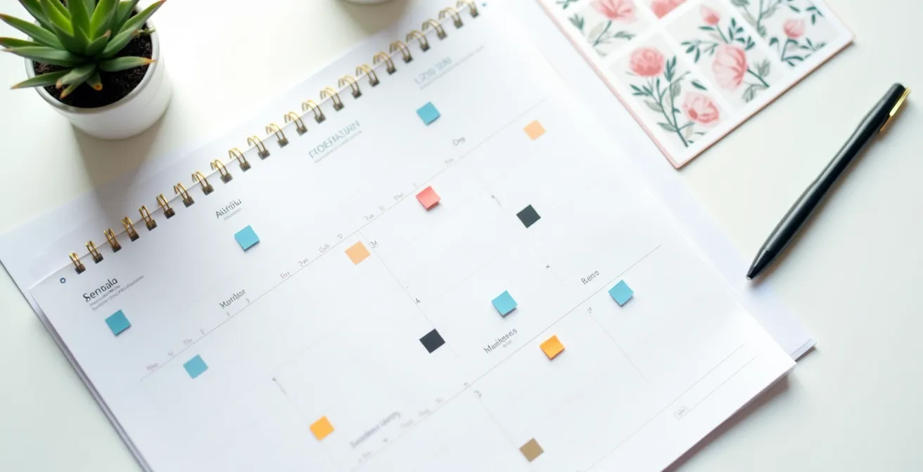 Main tenant un calendrier médical avec rendez-vous de suivi marqués