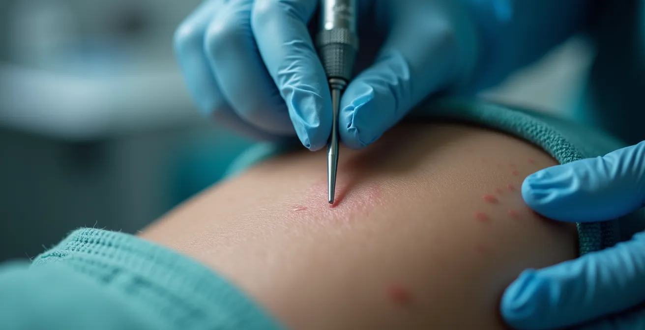 Médecin examinant attentivement le visage d'une patiente lors d'une consultation