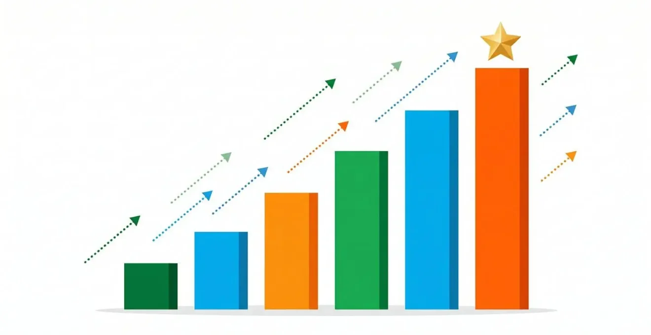 Graphique abstrait montrant une progression ascendante avec une étoile au sommet, symbolisant les efforts cumulés pour obtenir un crédit.